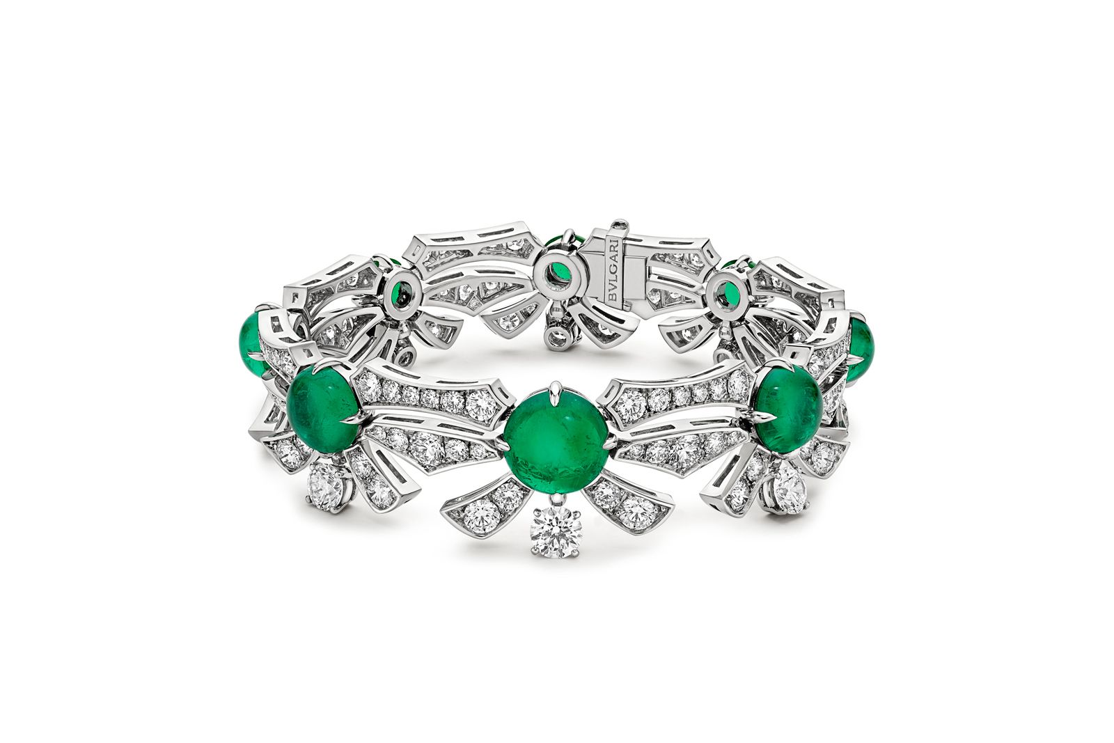  Bulgari Magnifica Emerald Compositions High Jewellery necklace with seven Colombian emeralds of 38.14 carats and diamonds