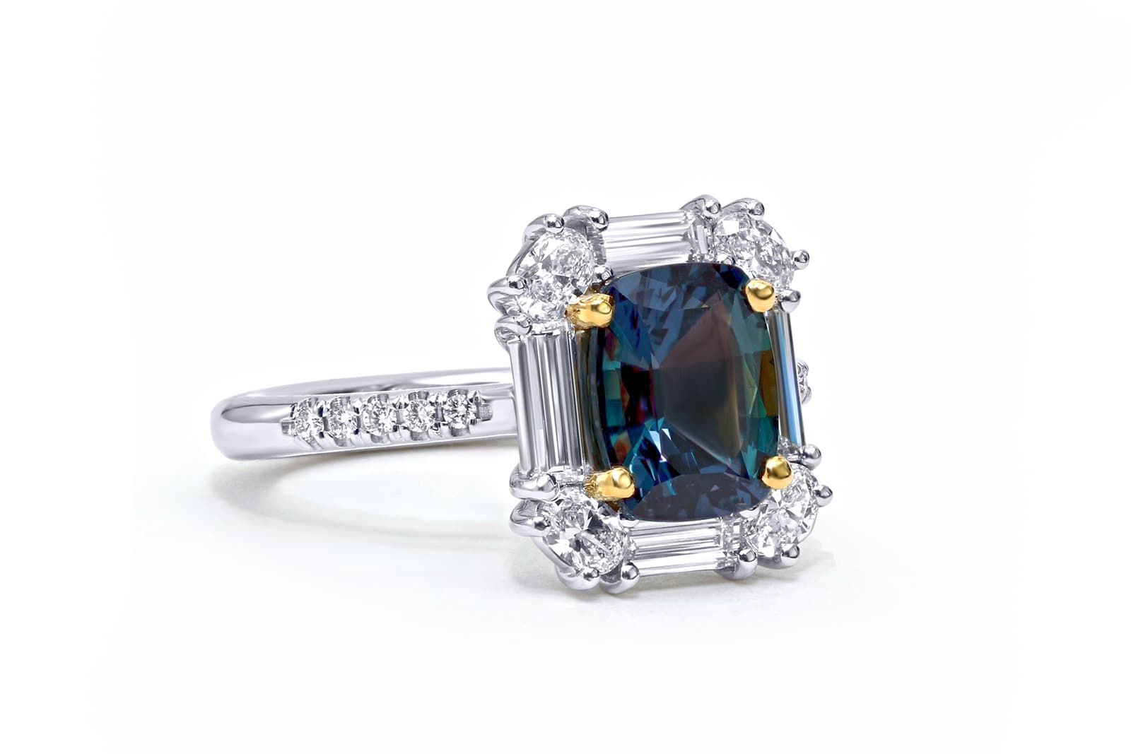  Mark Henry alexandrite ring with colourless diamonds 