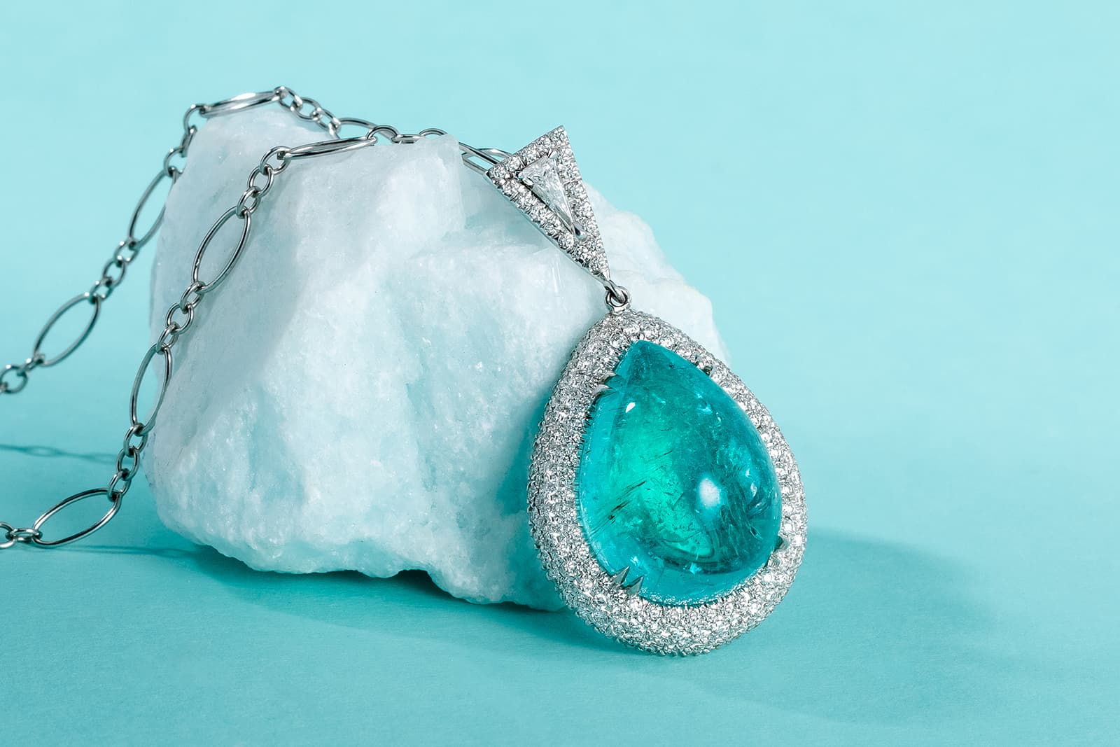 Mark Henry Paraiba tourmaline pendant with diamonds 
