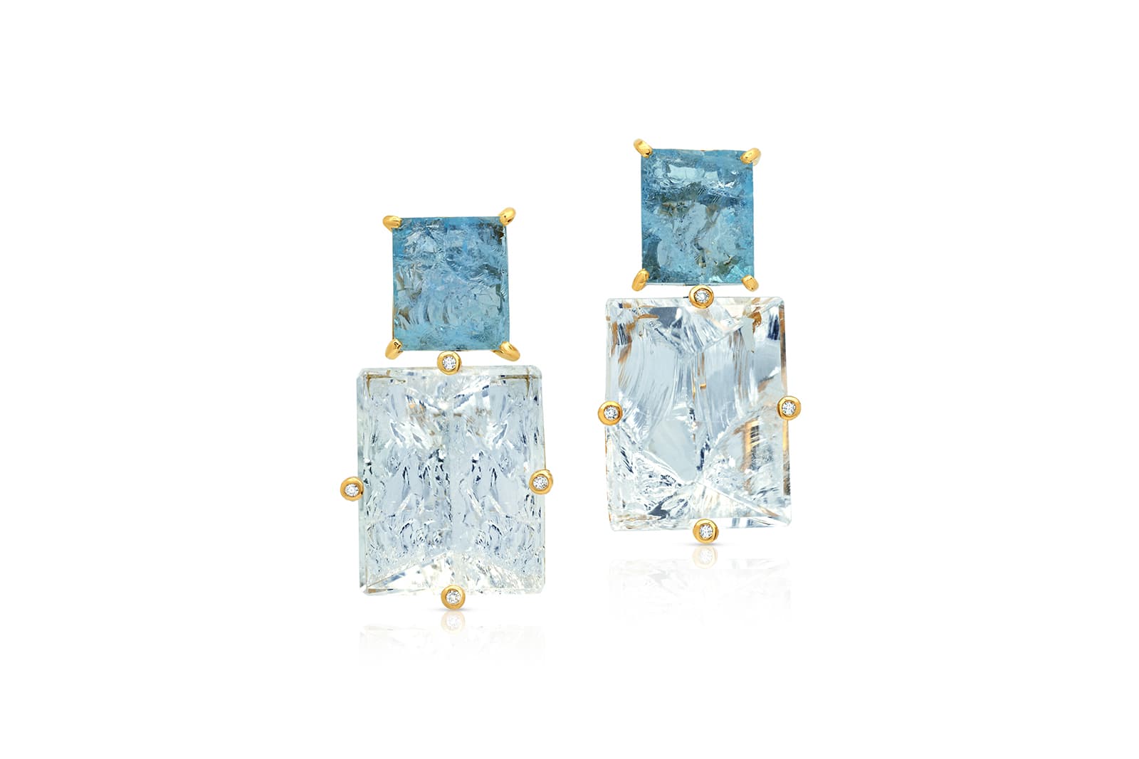  Joon Haan carved white quartz and aquamarine earrings 