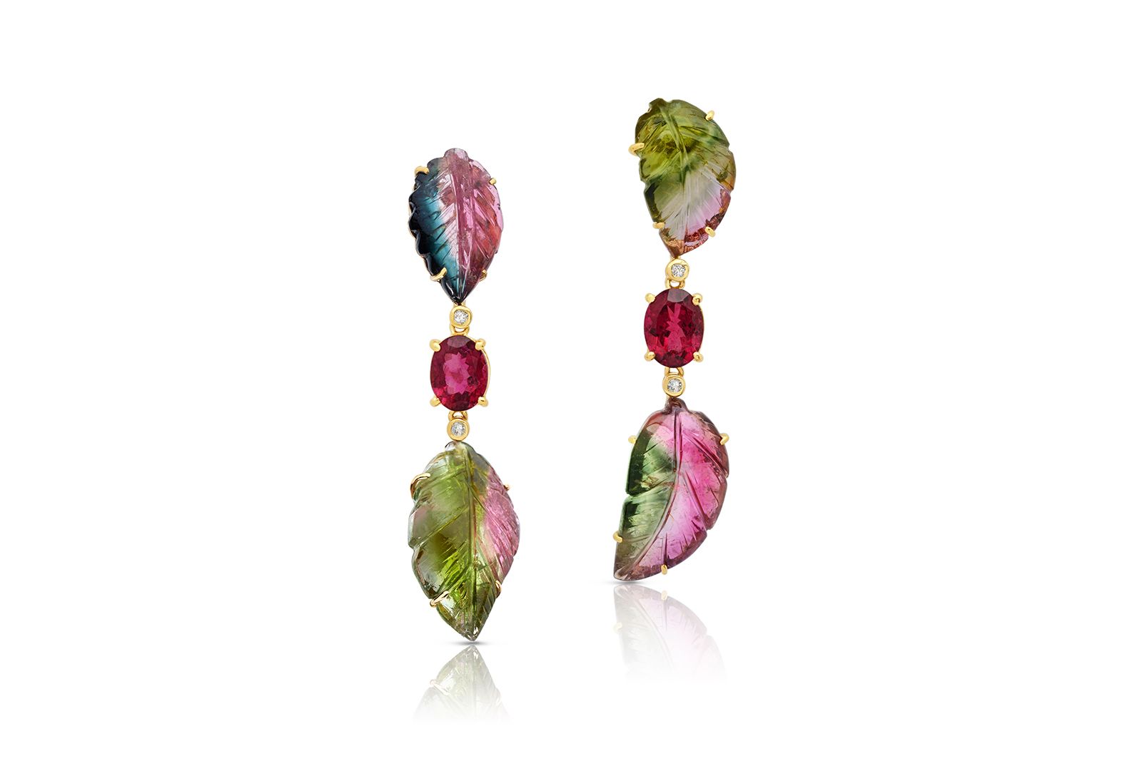  Joon Haan carved watermelon tourmaline earrings 