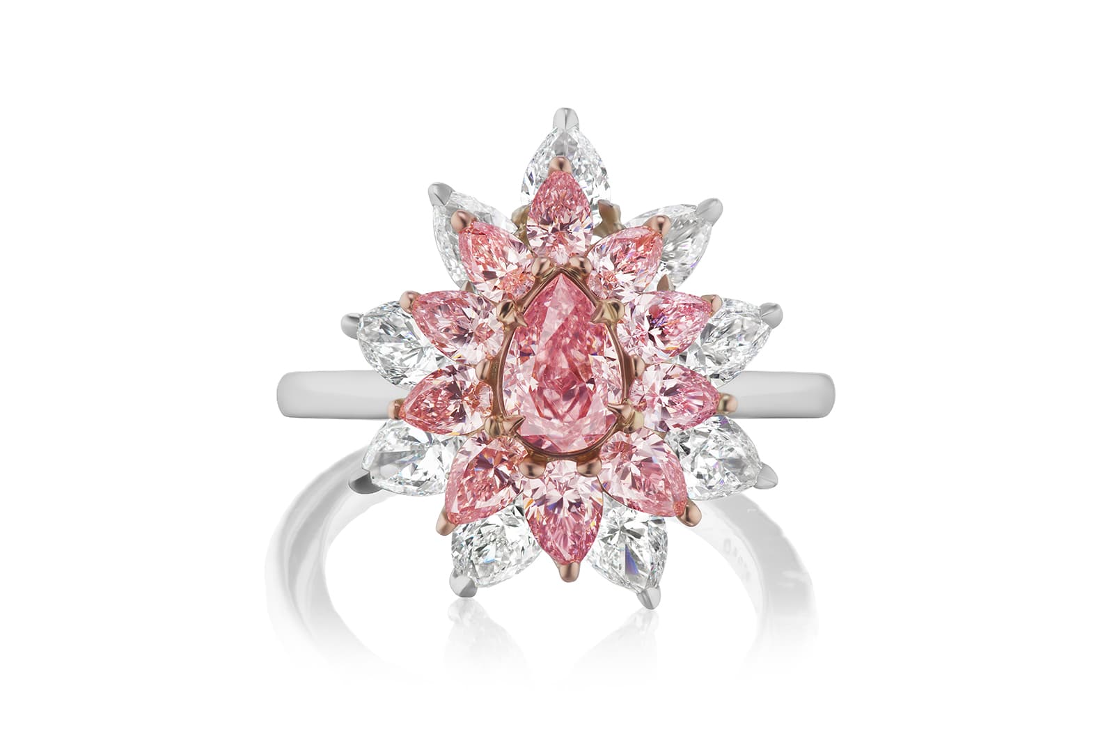  Gems of Note pear-shaped Argyle pink diamond ring with colourless diamonds