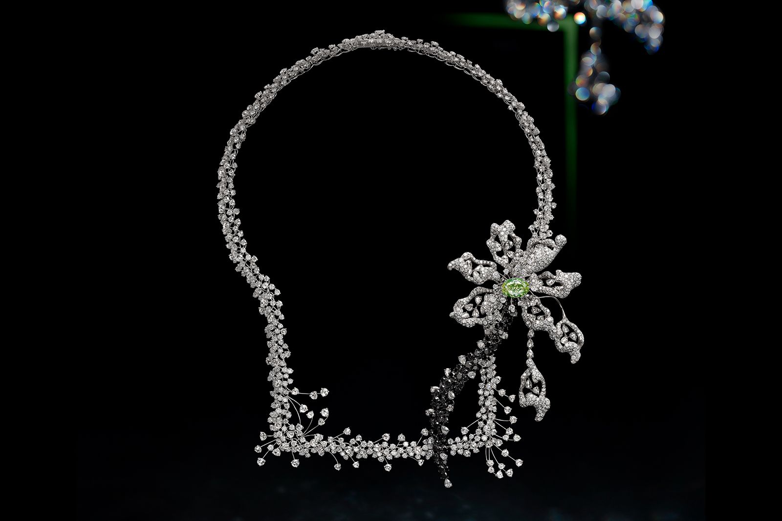  The Green Ghost floral-inspired green diamond necklace by Elsa Jin 