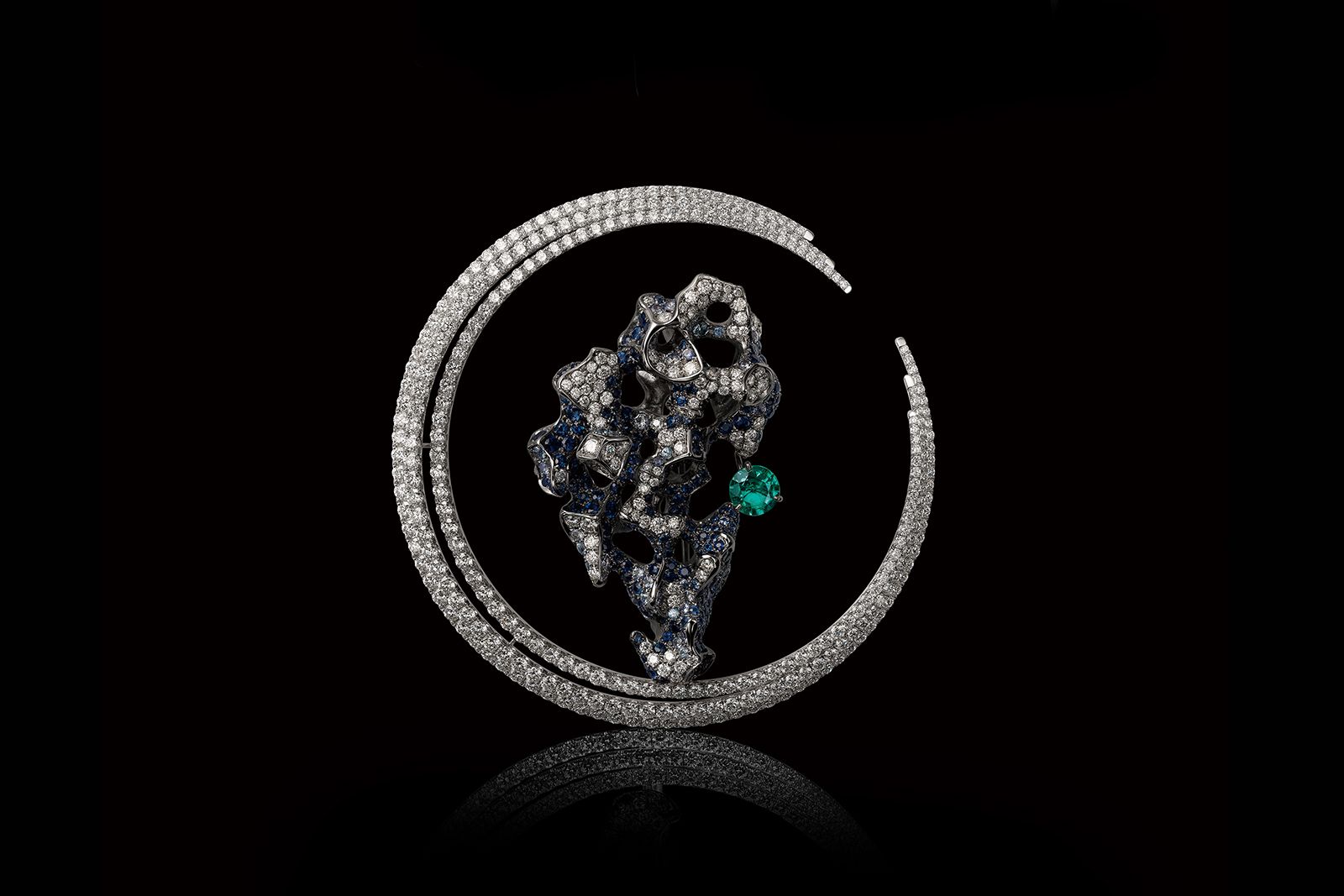  Gusuzi diamond and coloured gemstone brooch by Elsa Jin 