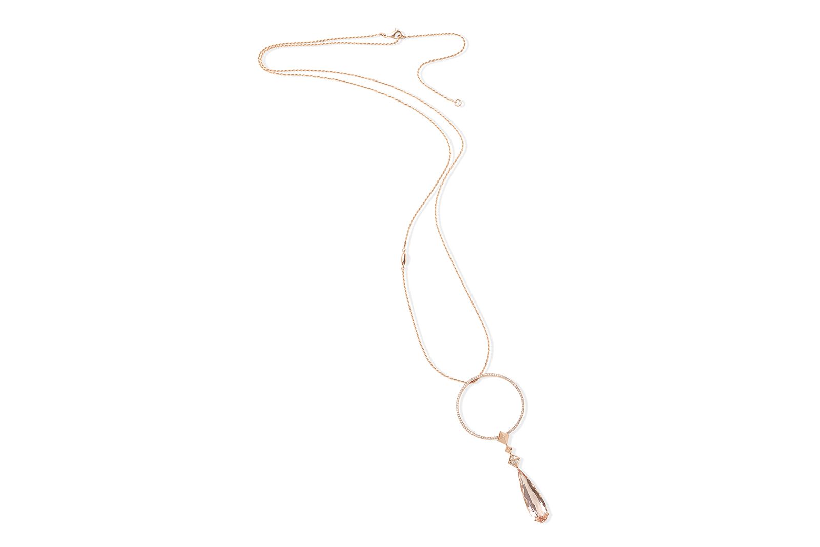  Luvor morganite and diamond pendant in gold from the Central Park collection