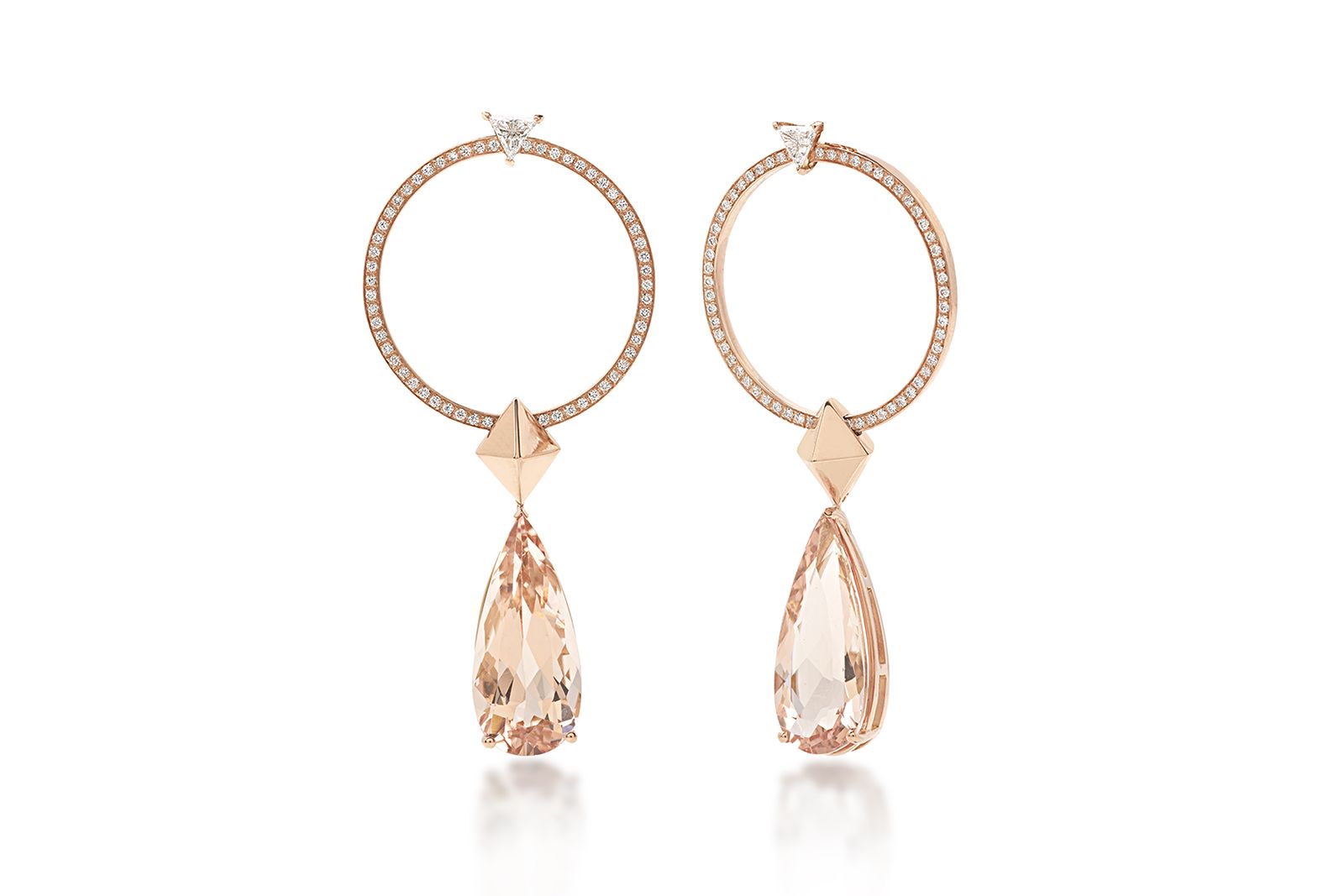  Luvor morganite and diamond earrings in gold from the Central Park collection 