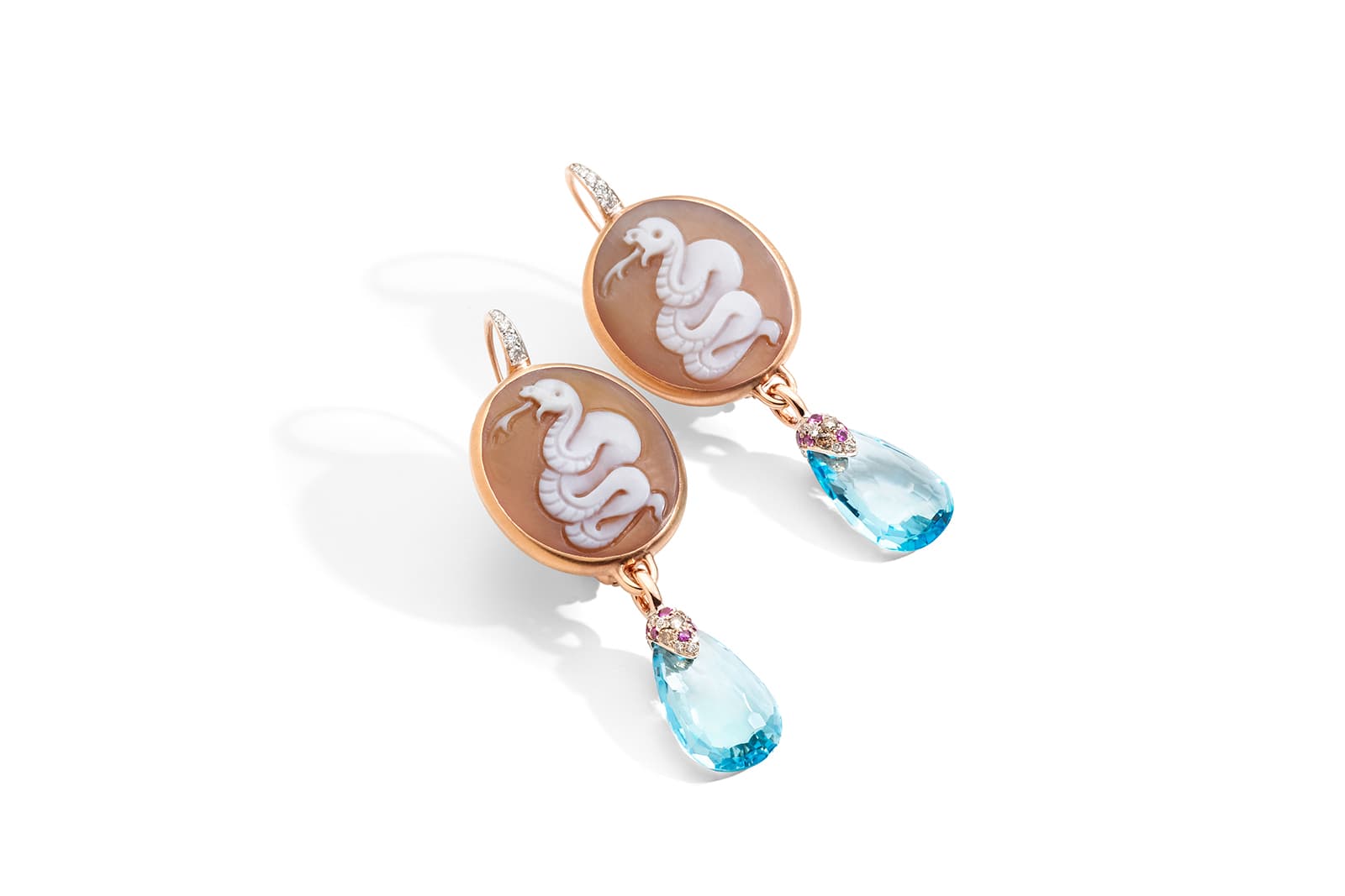  La Gioia di Pomellato cameo earrings with aquamarine drops 