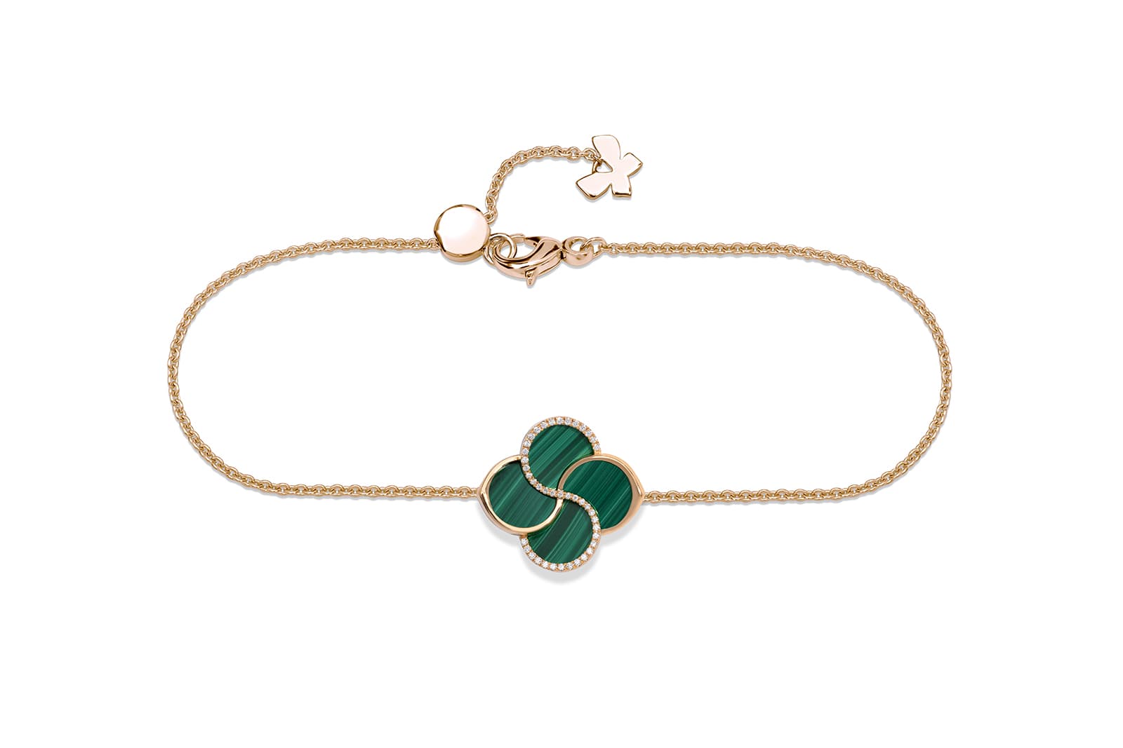  Stenzhorn Flumina malachite chain bracelet with diamonds in 18k yellow gold 