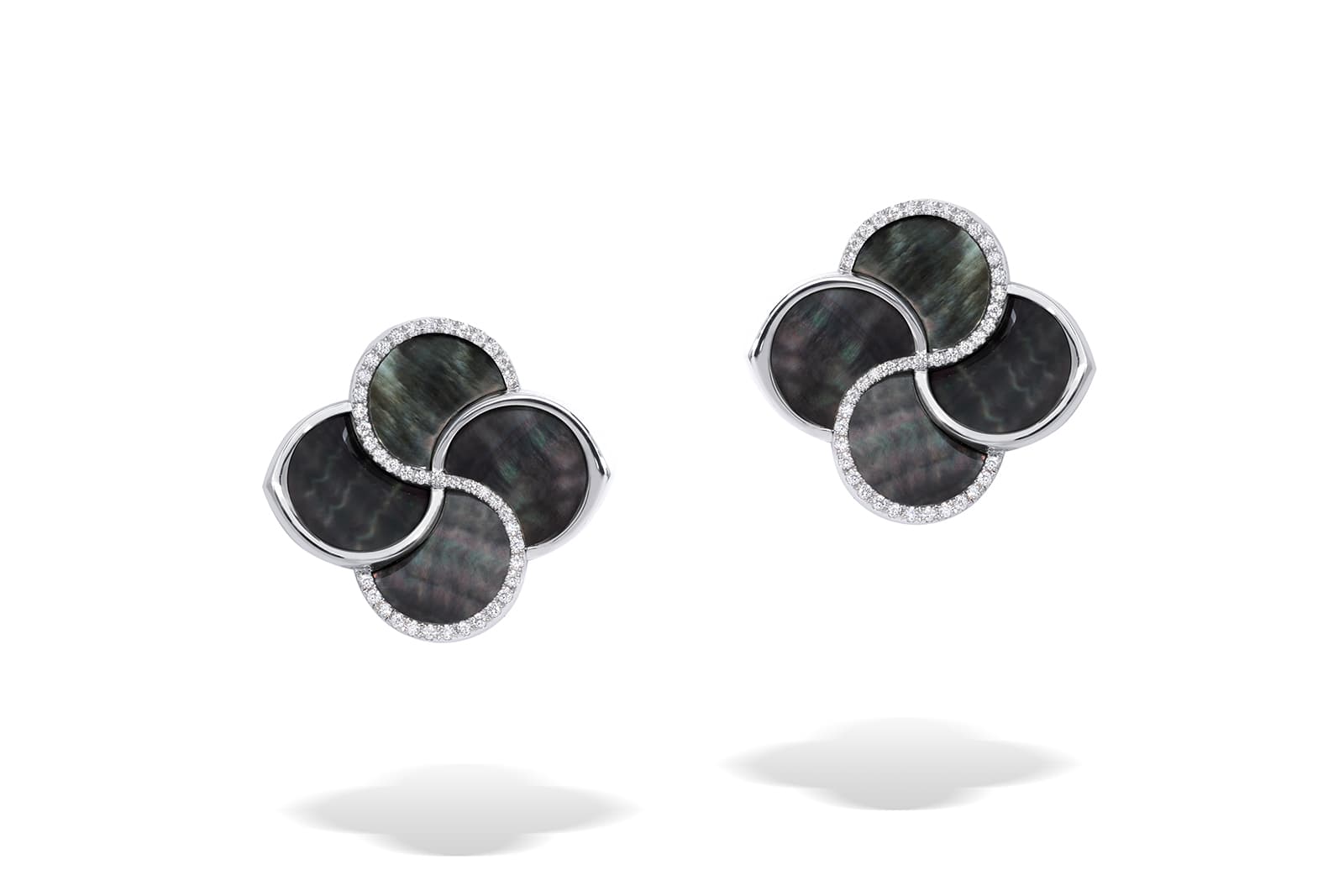  Stenzhorn Flumina black mother of pearl earrings with diamonds in 18k white gold 