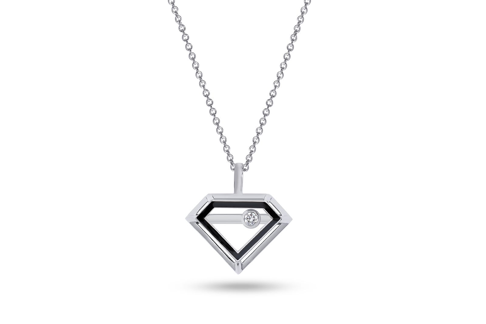  Stenzhorn You Move Me Collection necklace with black enamel and diamonds, set in 18k white gold