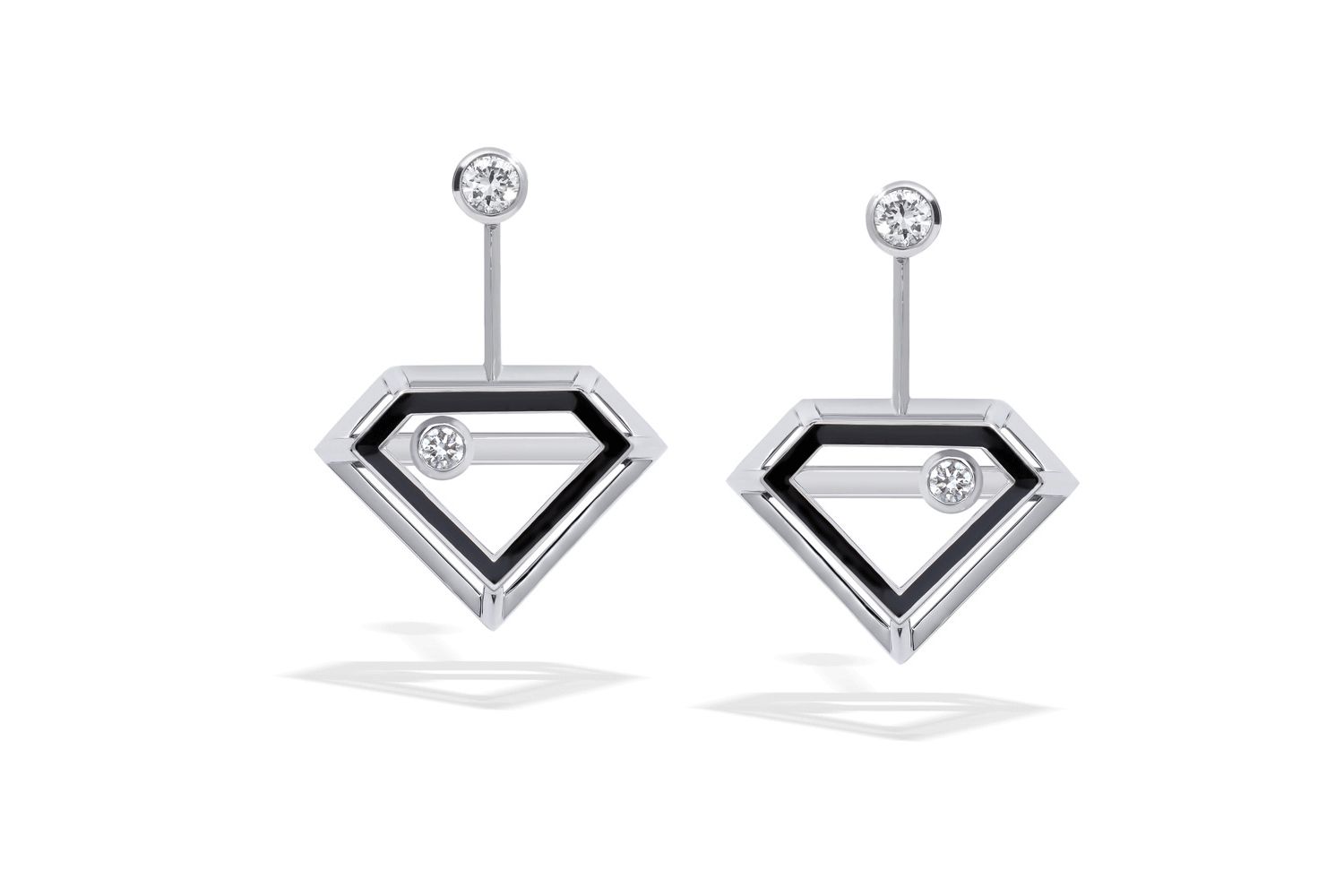  Stenzhorn You Move Me Collection earrings with black enamel and diamonds, set in 18k white gold