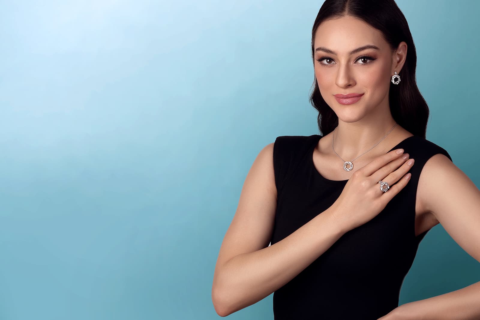 A model wears designs from the Stenzhorn Secret Circles Collection