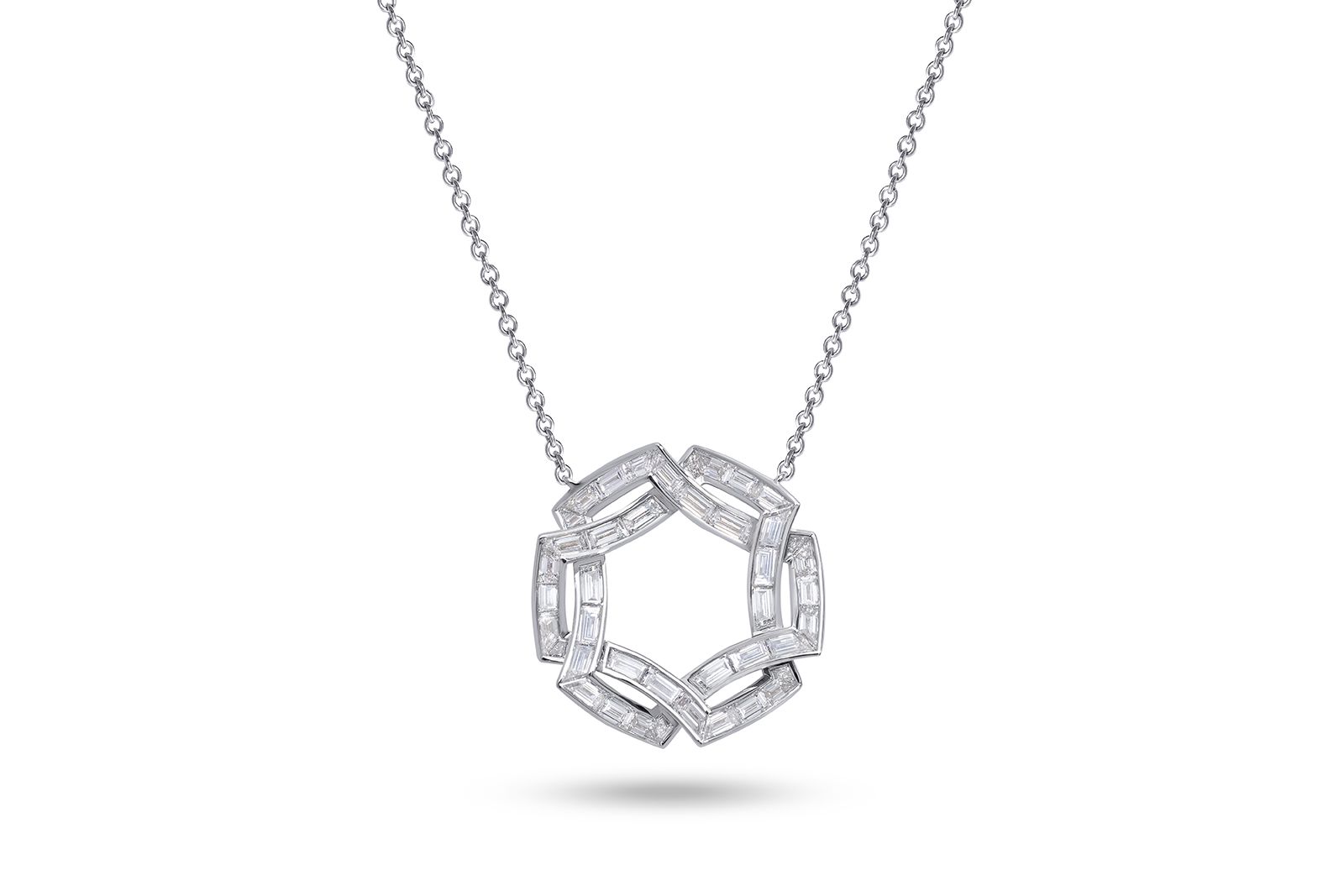  Stenzhorn Secret Circles Collection necklace with baguette-cut diamonds in 18k white gold