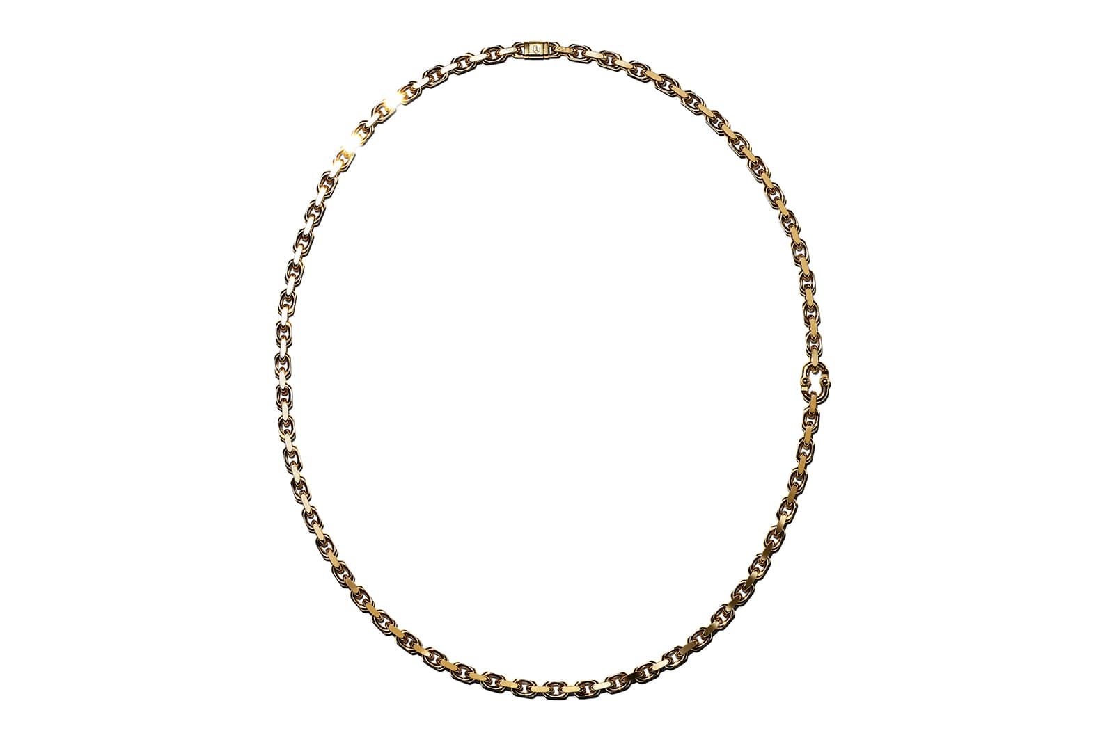 A Tiffany & Co. gold chain link necklace that features in the Beyoncé and Jay-Z About Love campaign