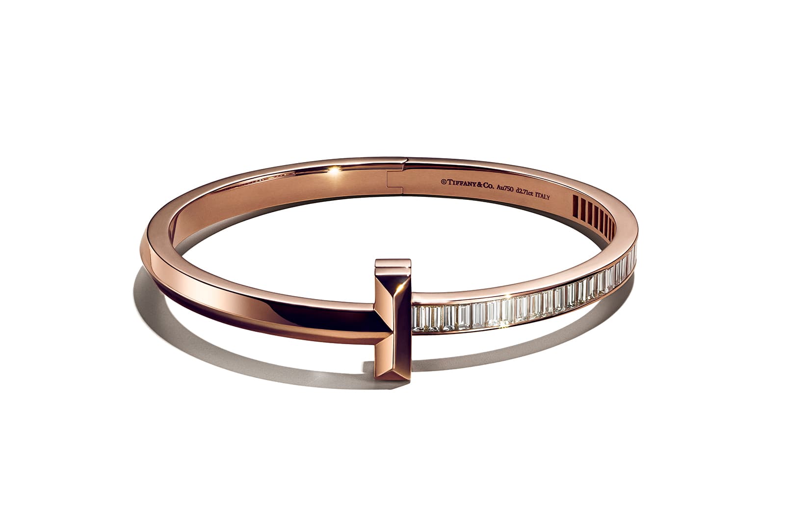  Tiffany T bangle in rose gold with diamonds