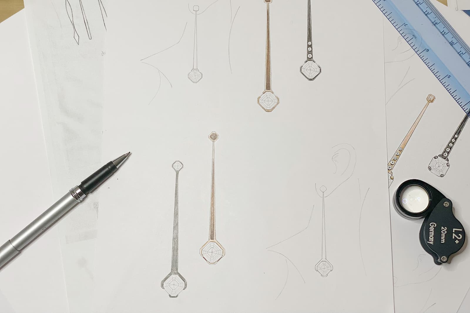  Designing the Asscher 8 earrings by Thelma West, which will be presented at the Brilliant and Black exhibition hosted by Sotheby's 