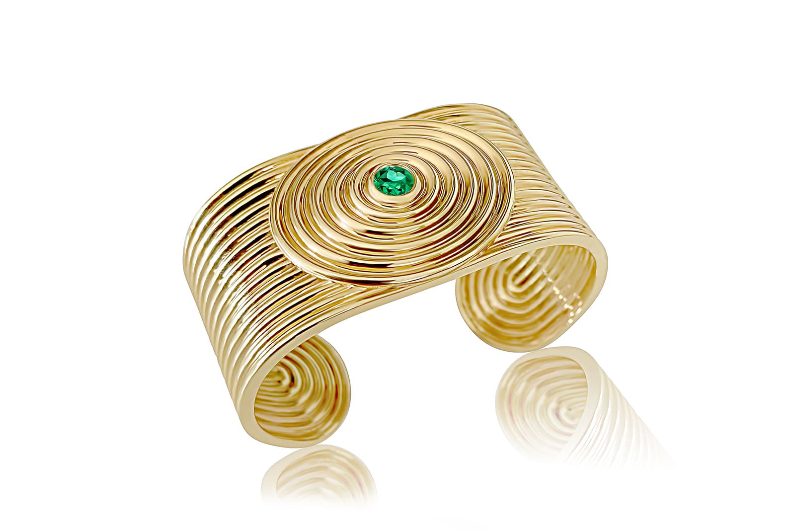 ALMASIKA Universum bangle in 18k yellow gold with tsavorite garnet 