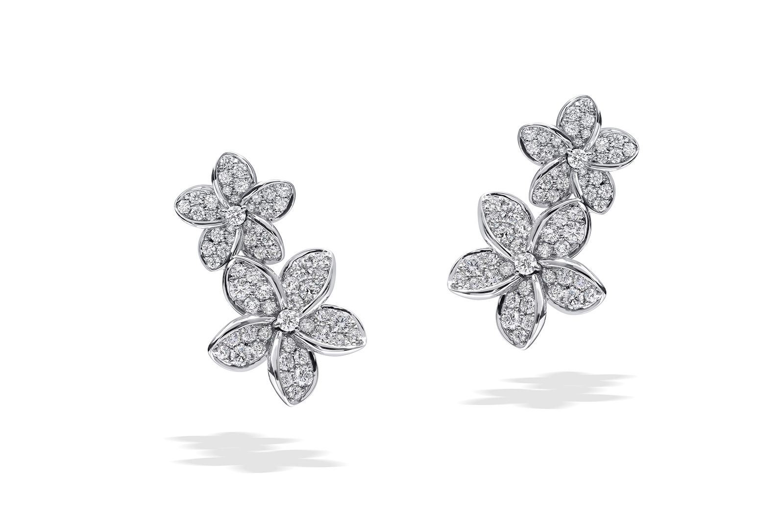  Stenzhorn Plumeria On My Mind Collection earrings with diamonds in 18k white gold