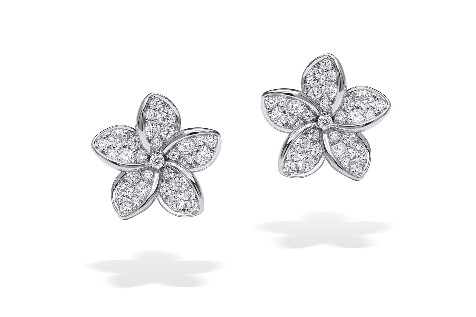  Stenzhorn Plumeria On My Mind Collection stud earrings with diamonds in 18k white gold