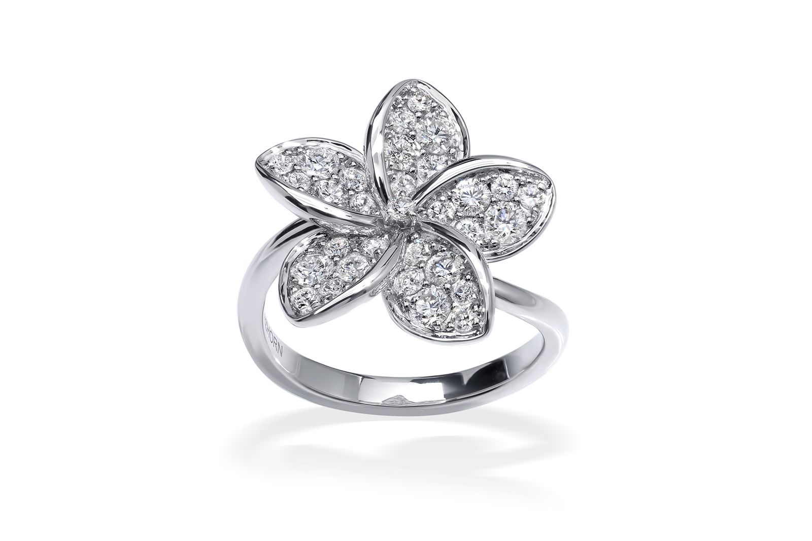  Stenzhorn Plumeria On My Mind Collection ring with diamonds in 18k white gold