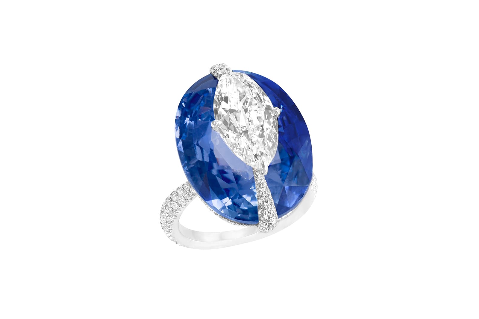  Boghossian Kissing Collection Coral Reef diamond and Ceylon sapphire ring