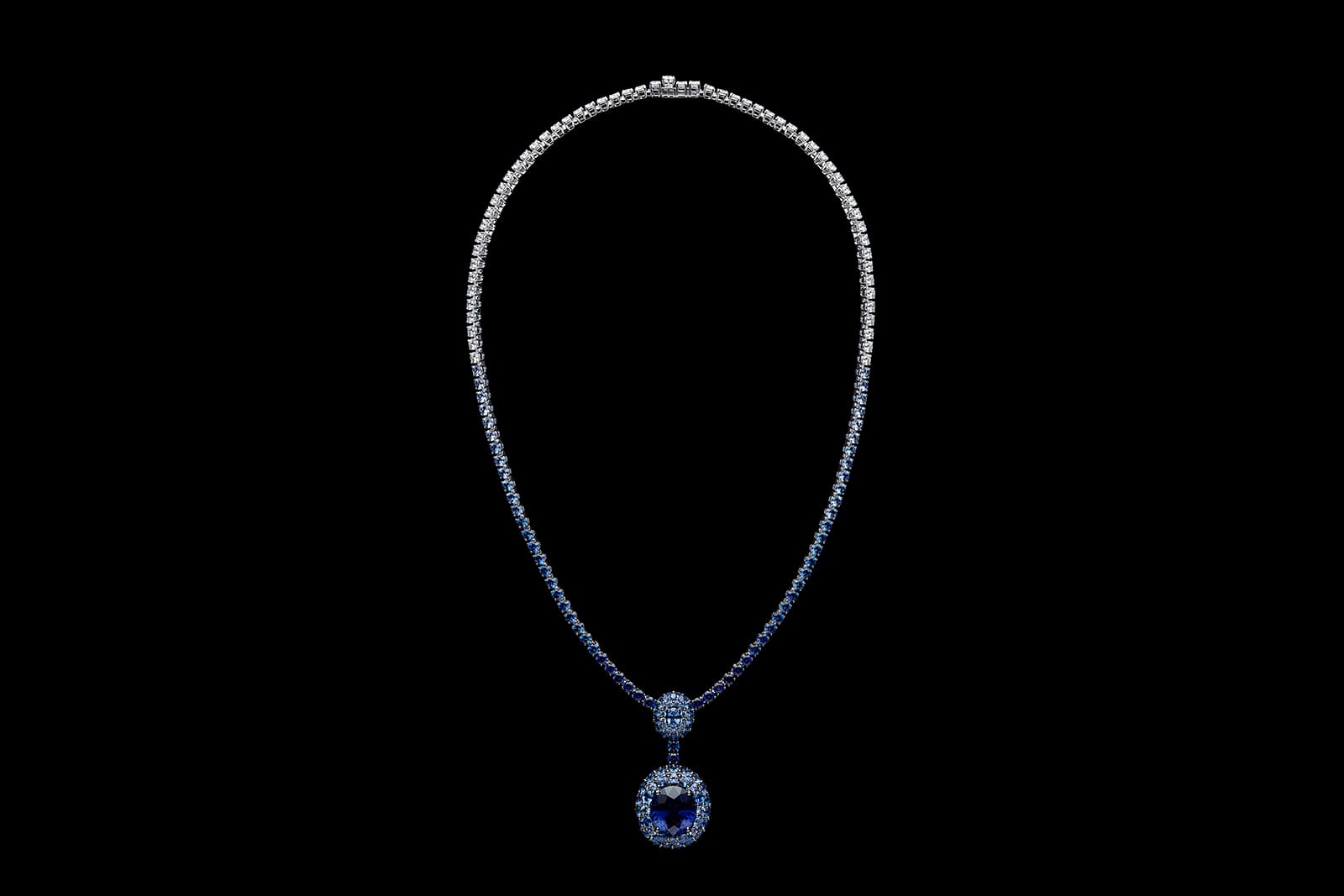  Dior Rose Rose Couture Abstraite Sapphire necklace in white gold, diamonds and sapphires