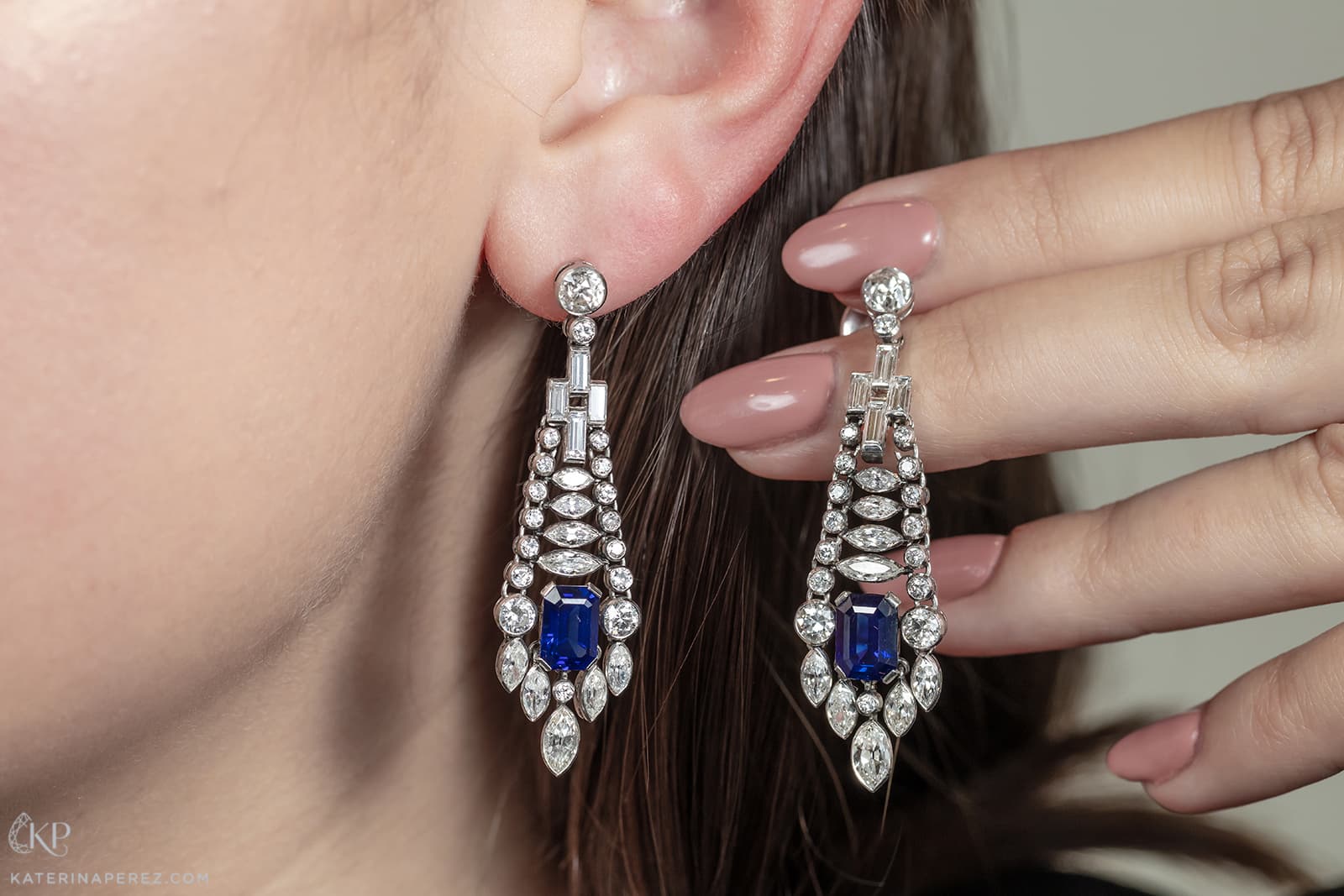  Sapphire and diamond pendant earrings, featured in the Bonhams London Jewels auction of September 2021