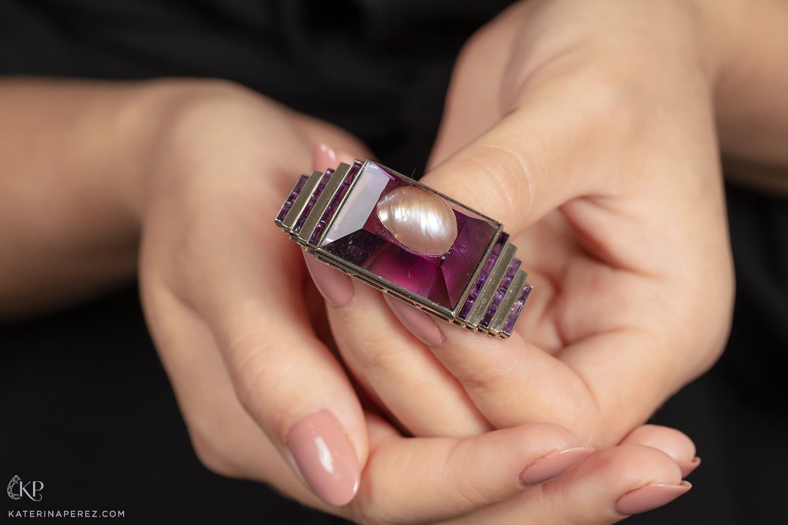  Boivin pearl and amethyst ‘Nail Head’ brooch, circa 1930, featured in the Bonhams London Jewels auction of September 2021