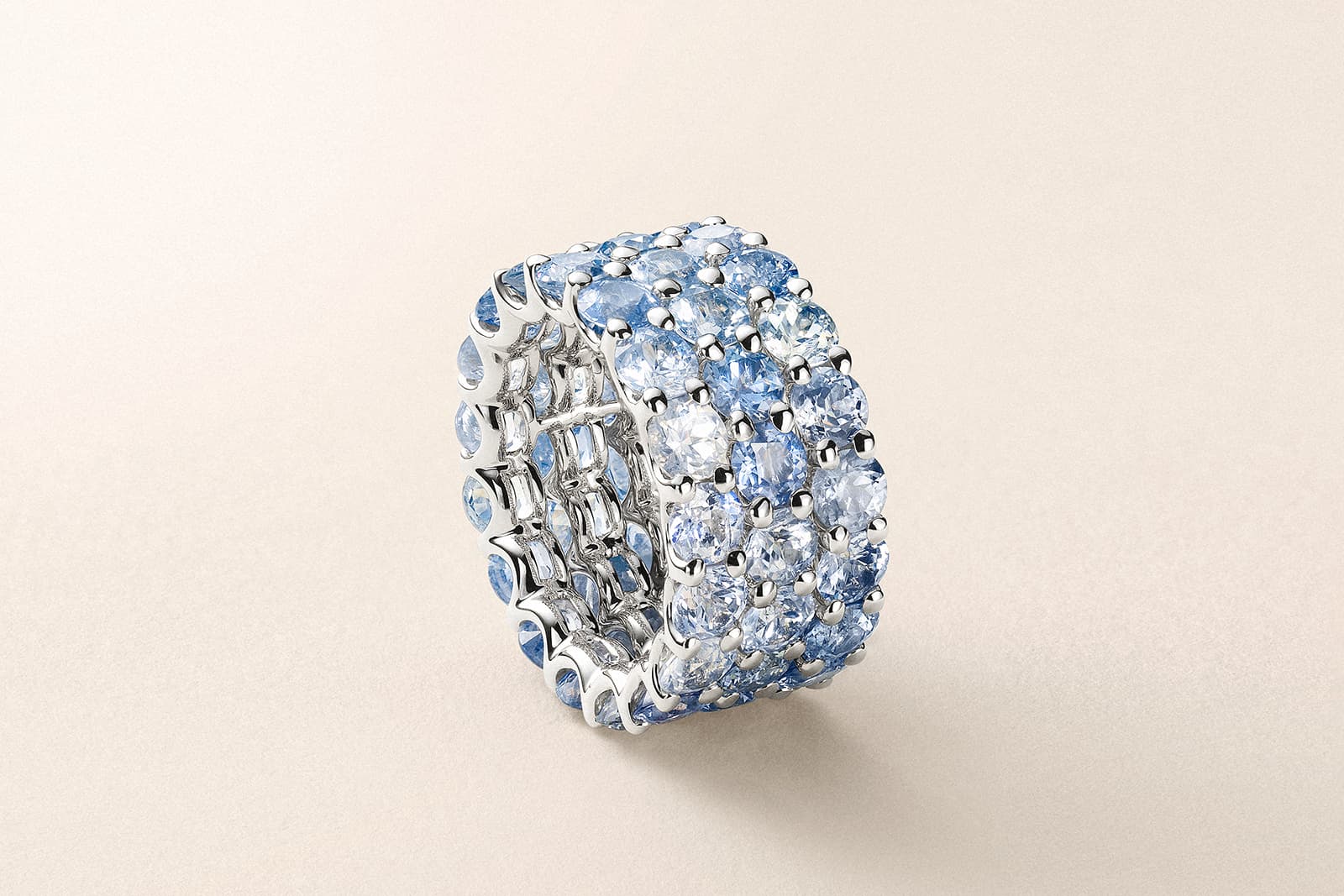  Bucherer Fine Jewellery Pastello ring with 16.04 carats of natural pastel blue sapphires 