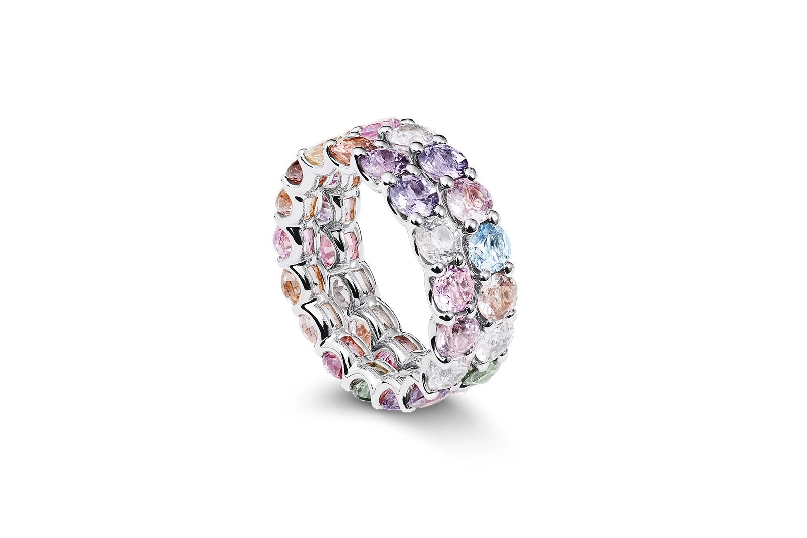  Bucherer Fine Jewellery Pastello ring with 9.74 carats of natural fancy colour sapphires