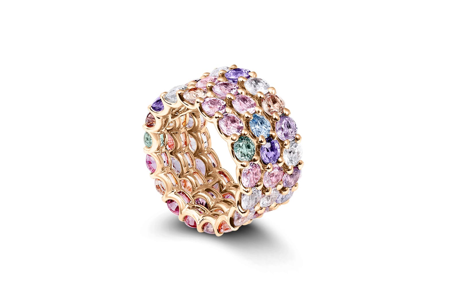  Bucherer Fine Jewellery Pastello ring with 15.01 carats of natural fancy colour sapphires