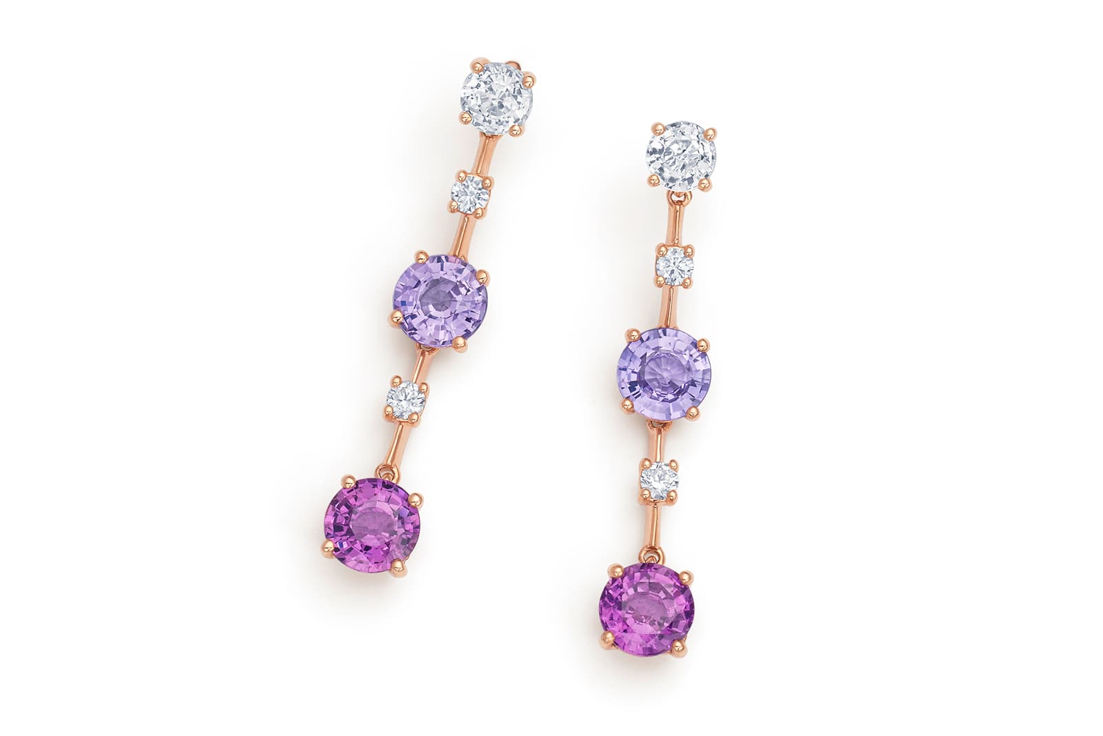  Bucherer Fine Jewellery Pastello earrings with natural fancy colour purple and purplish-pink sapphires