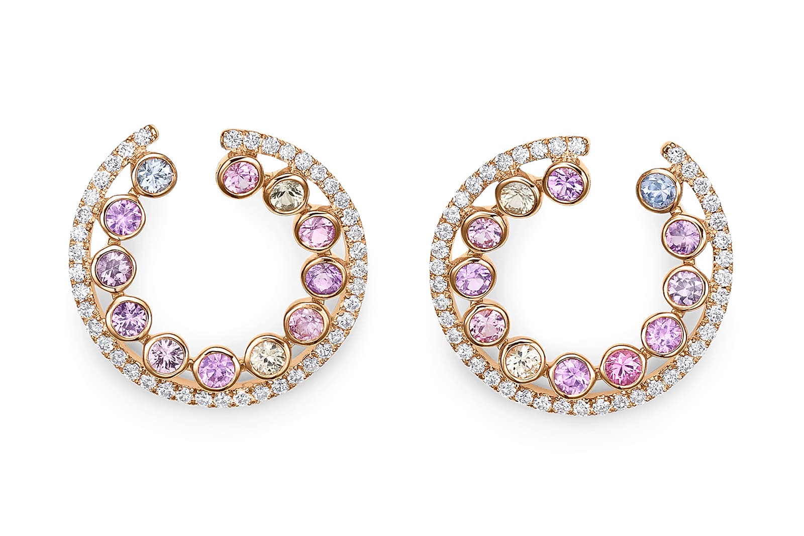  Bucherer Fine Jewellery Pastello earrings with 1.40 carats of natural fancy colour sapphires