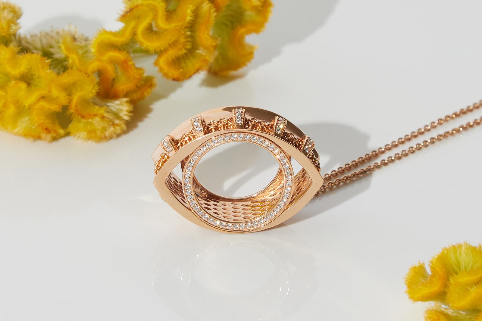 Кольцо для шарфа // кулон Fullord Eagle из розового золота с бриллиантами