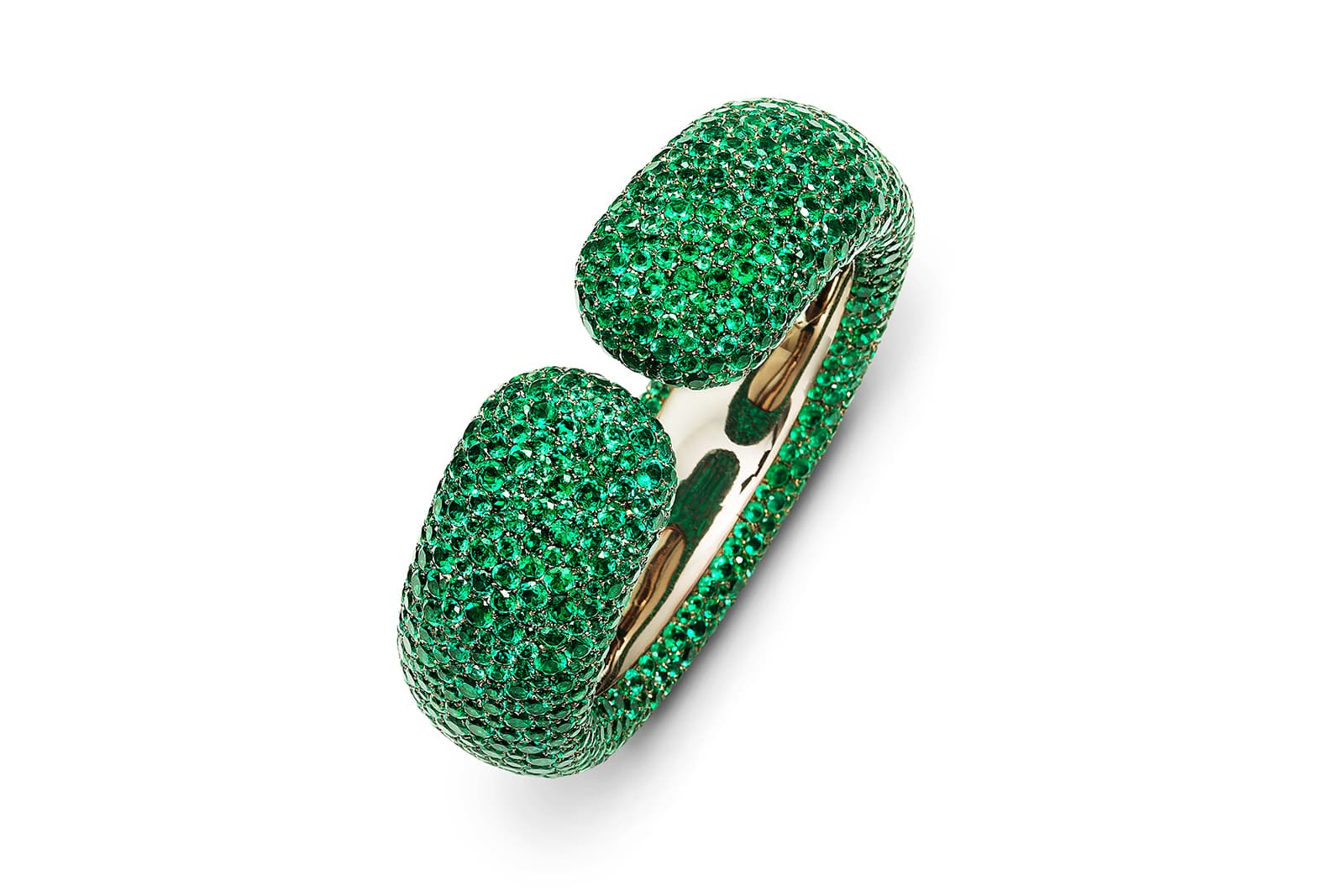 Hemmerle Harmony bangle with emeralds, bronze, white gold, 2018, Courtesy Hemmerle