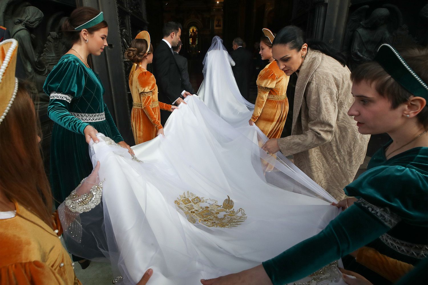  A closer look at the details on  Rebecca Victoria Romanovna Bettarini's wedding dress