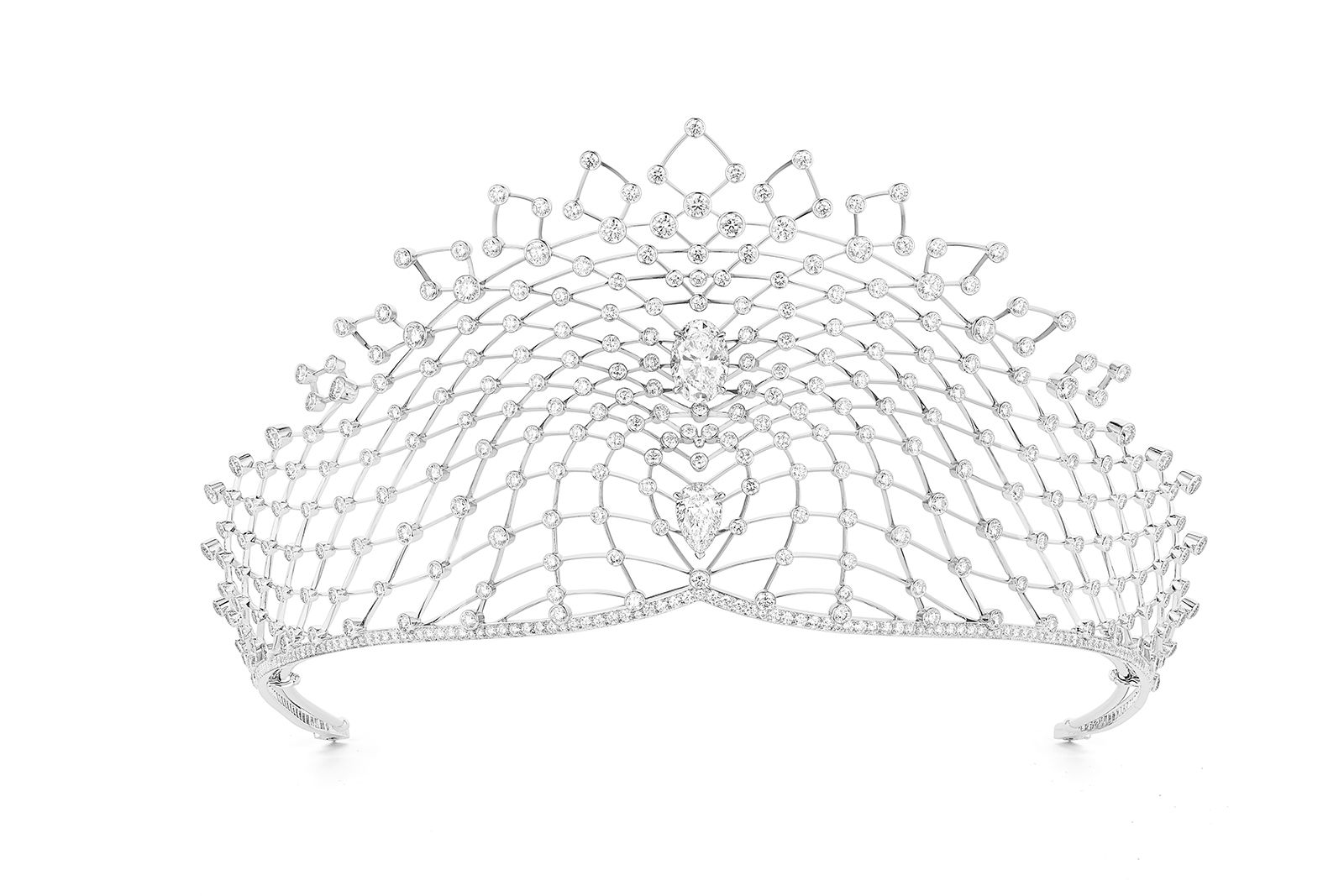 The Chaumet Lacis High Jewellery tiara worn by Rebecca Victoria Romanovna Bettarini on her wedding day 