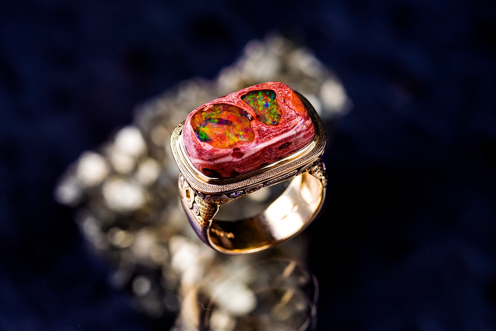  Alex Sepkus ring set with a piece of boulder opal 