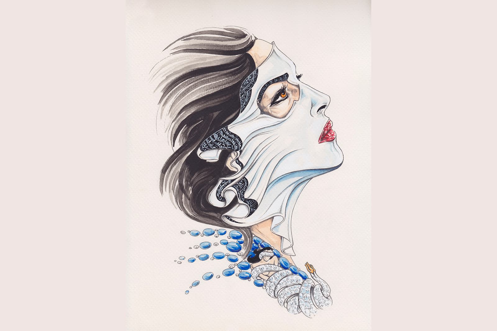  Vladimir Skrotzky watercolour and oil painting of actress Monica Bellucci for the FLAIR Project by Katerina Perez 