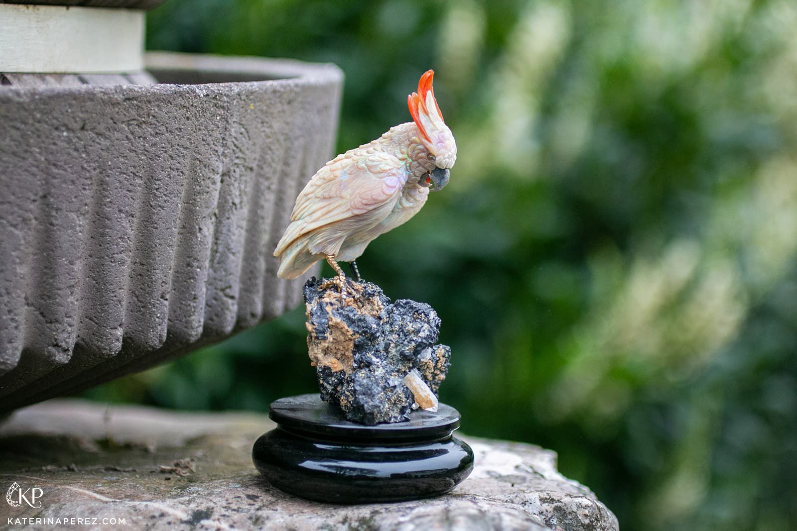  Emil Weis Opals specialises in unique creations from opal, including this cockatoo carving 