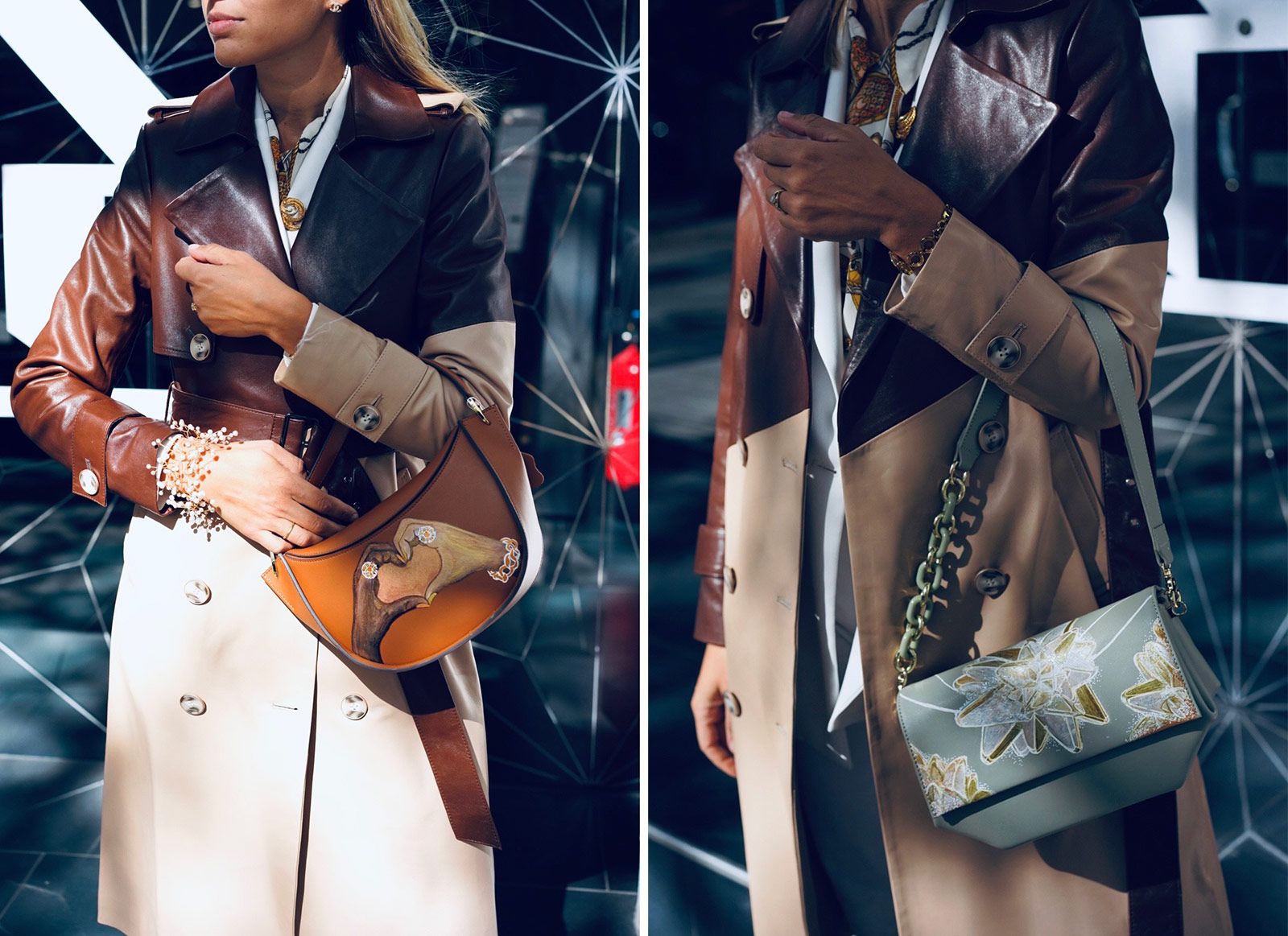 Hand-painted handbags by Anna Petrich for the FLAIR Project by Katerina Perez