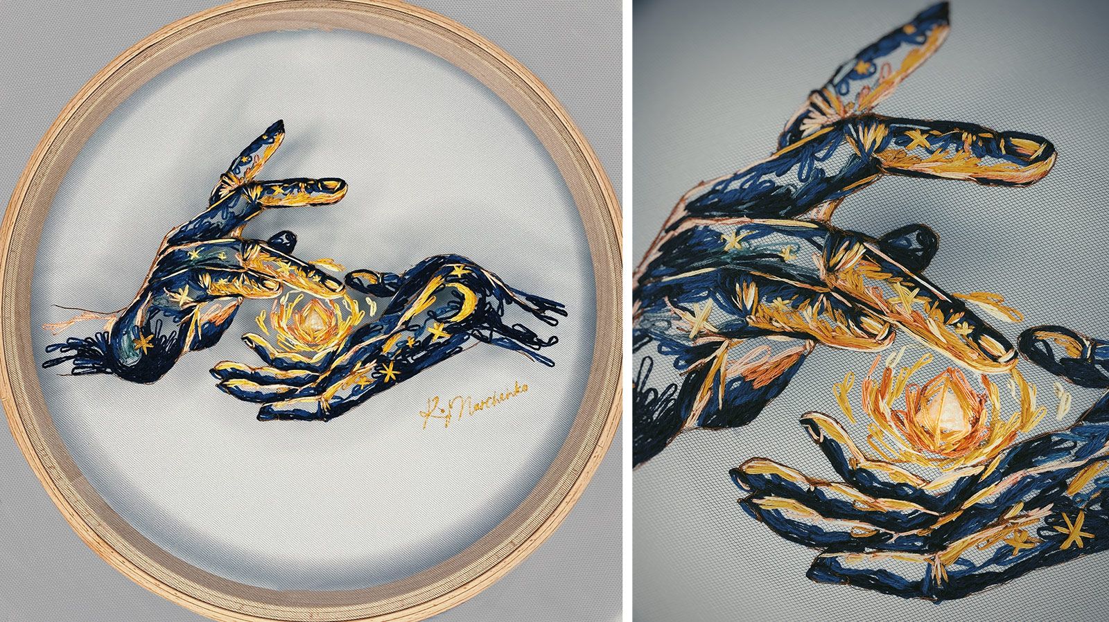  Kathrin Marchenko hand-embroidered tulle artwork for the FLAIR Project by Katerina Perez