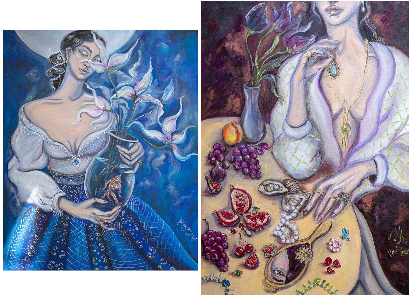  Ksenia Usacheva oil paintings inspired by jewellery and gemstones for  the FLAIR Project by Katerina Perez