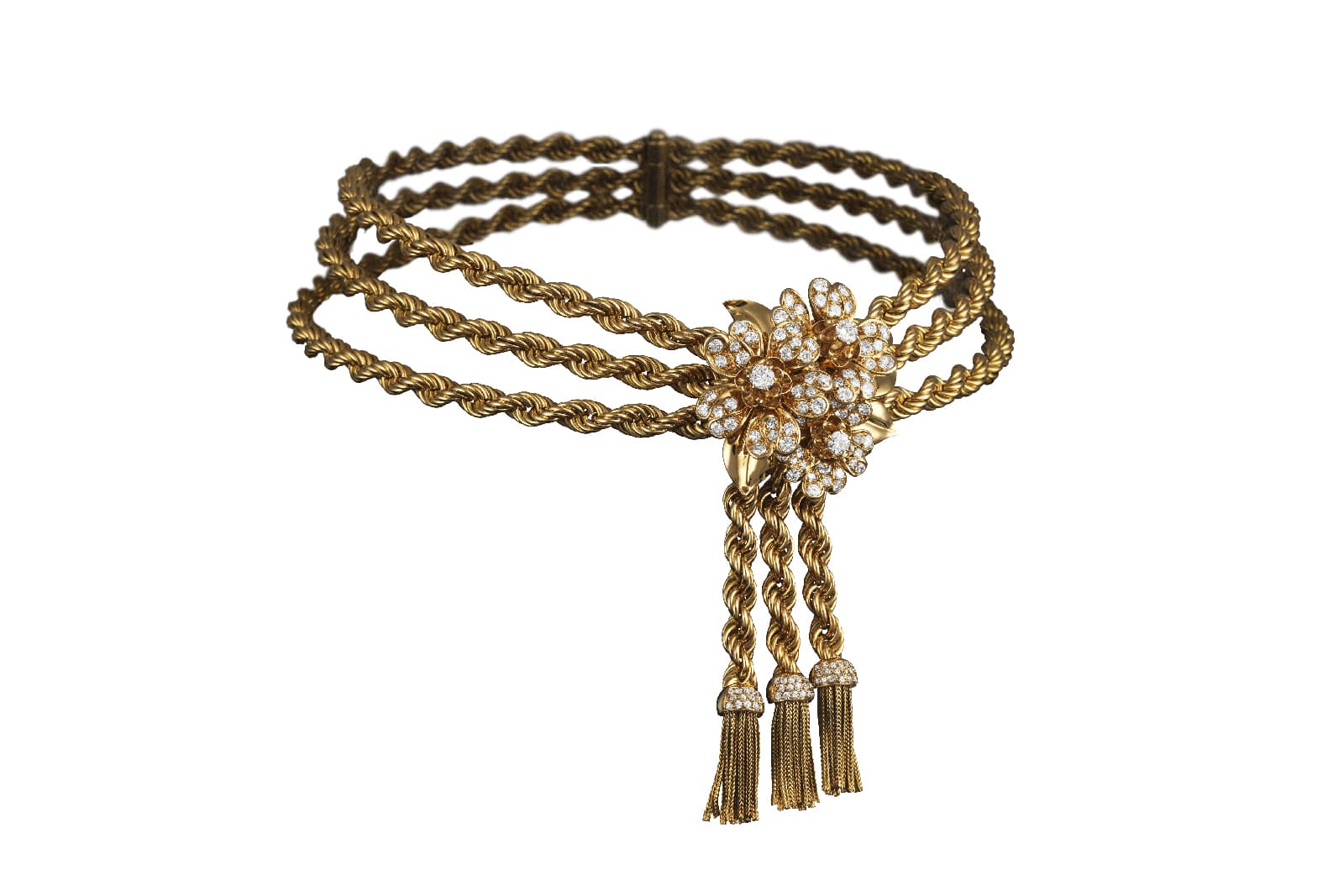  Van Cleef & Arpels cord necklace with a detachable flower clip from 1949
