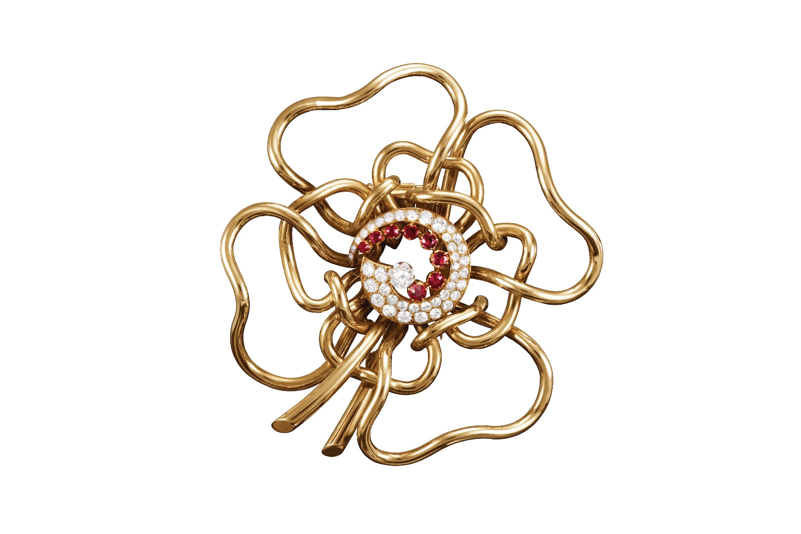  Van Cleef & Arpels Silhouette flower clip brooch with rubies and diamonds from 1937