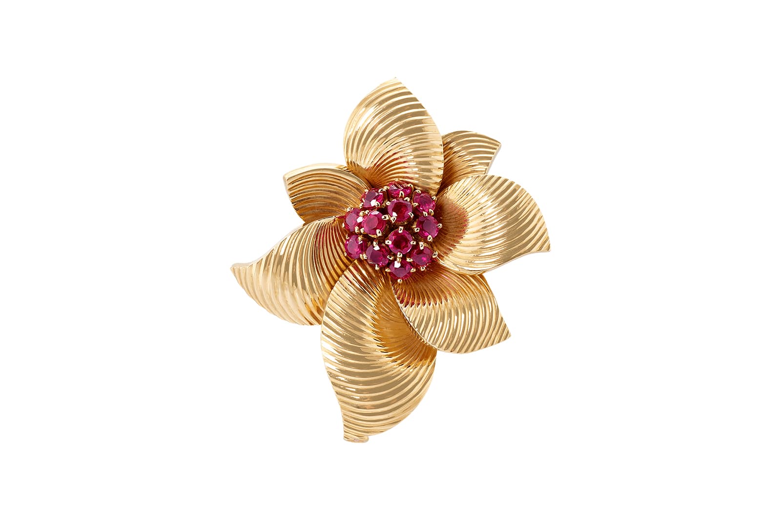 Van Cleef & Arpels flower clip brooch with rubies from 1957