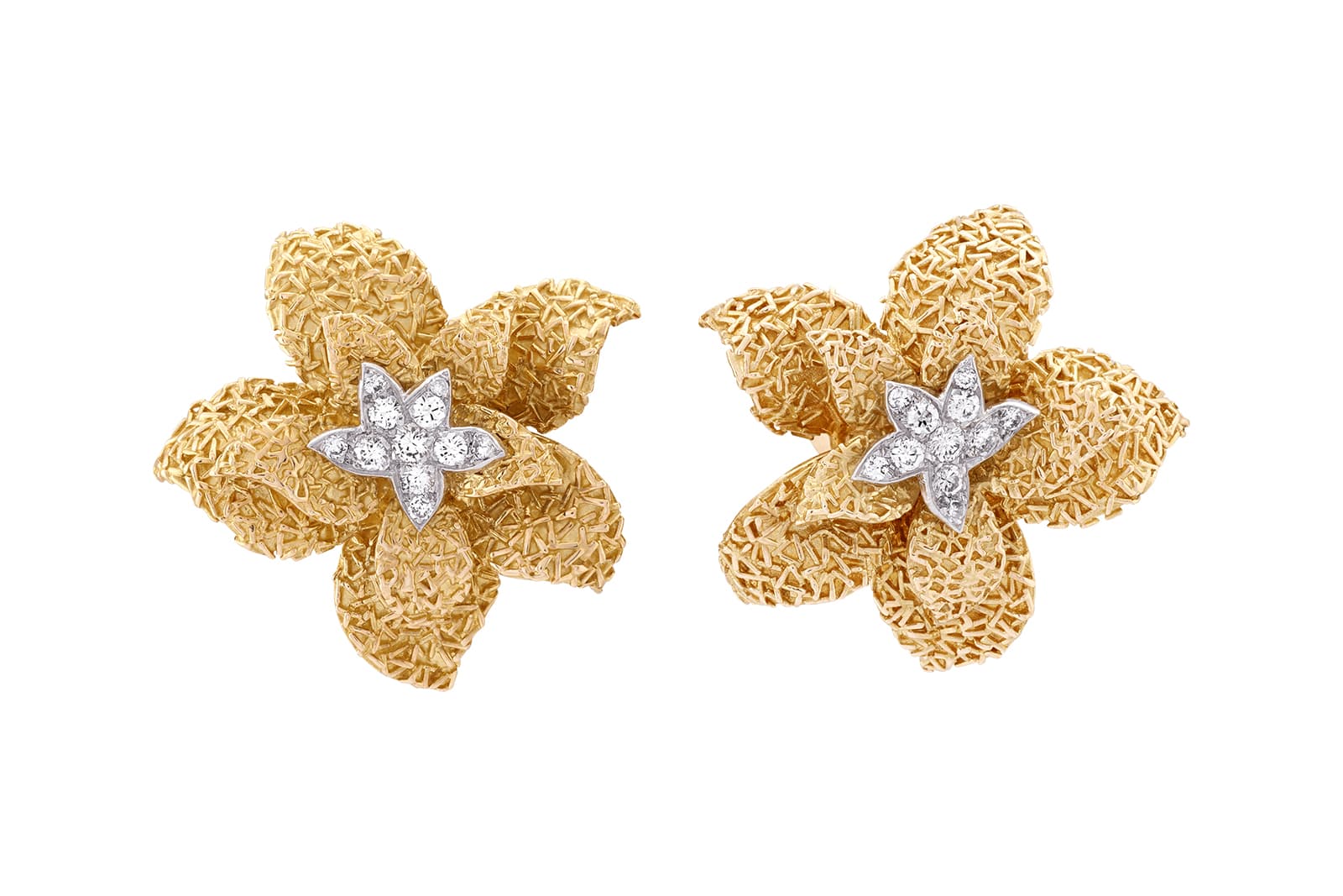  Van Cleef & Arpels Narcissus earrings with diamonds in gold from 1968