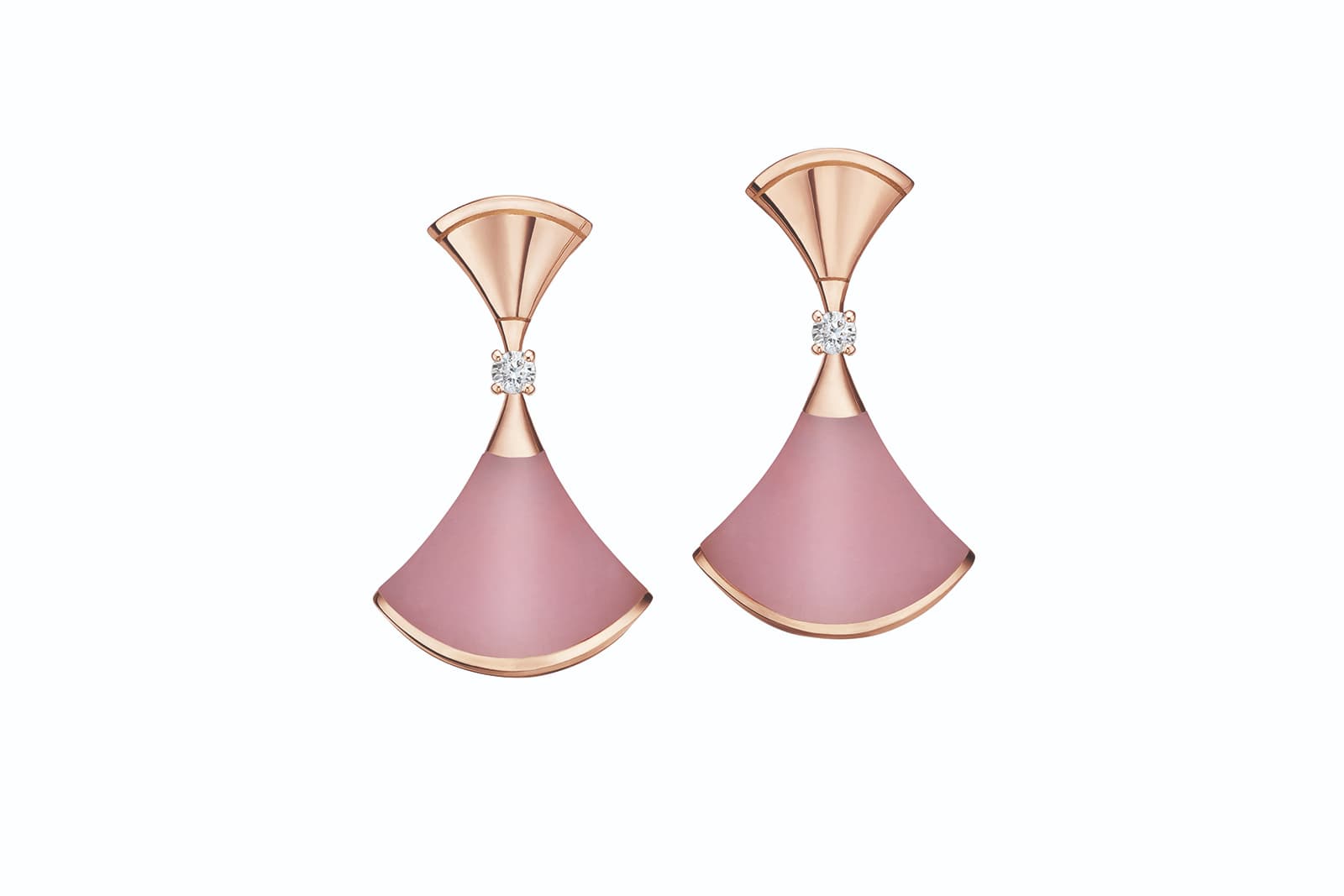  Bulgari Diva's Dream earrings with pink opal and diamonds in 18k rose gold 