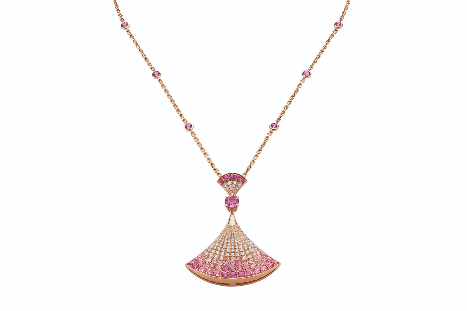  Bulgari Diva's Dream pendant with diamonds and pink sapphires in 18k rose gold 