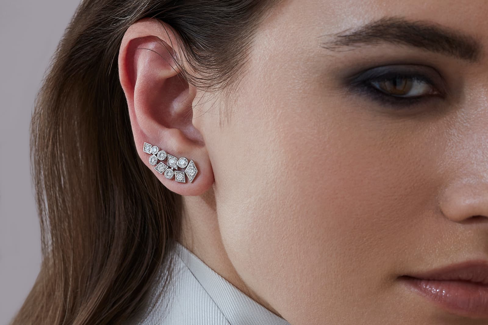 Garrard Albemarle diamond ear climbers in 18k white gold